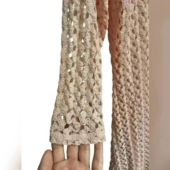 AUW Full Crochet Light Pink Lined Dress Dainty Boho High Low Hem Womens XL - Picture 8 of 13